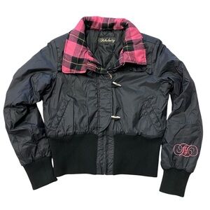Fabulosity~Y2K~Puffy‎ Bomber Jacket~Pink and Black Womens Large